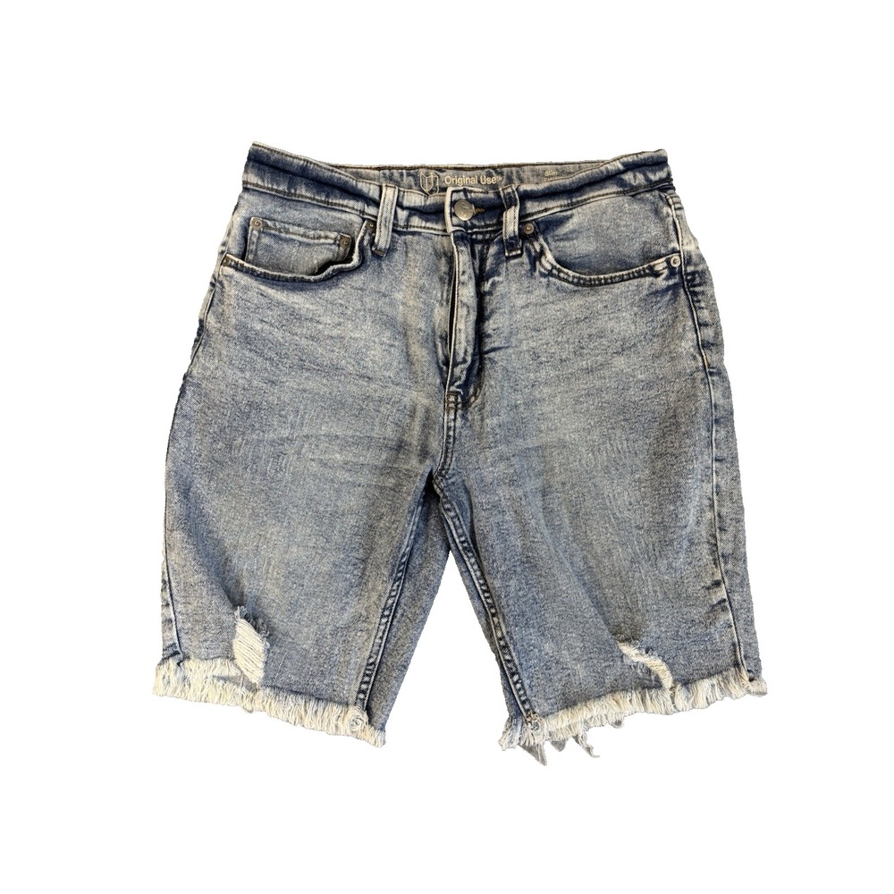Original Use Men's 32 Distressed Denim Jorts Acid Wash Raw Hem Grunge Skater